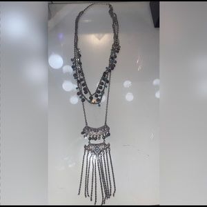 Silver & Teal multi level Tribal Necklace